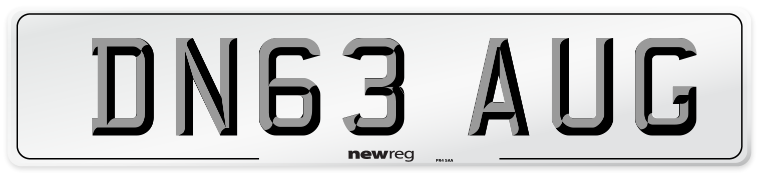 DN63 AUG Number Plate from New Reg